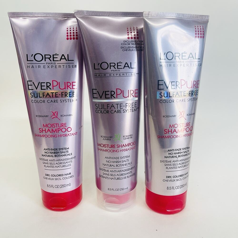 3x L'Oreal Ever Pure Sulfate Free Rosemary Color Care Moisture‎ Shampoo 8.5oz